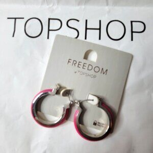 Y2K Topshop fashion earrings Pink open Hoop NWT